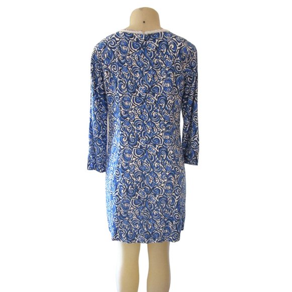 Lilly Pulitzer Julianna Embroidered Beaded Tunic Chasing Tail Blue/White Dress S - Picture 6 of 9